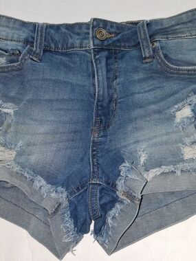 Celebrity Pink Distressed Blue Denim Jean Shorts